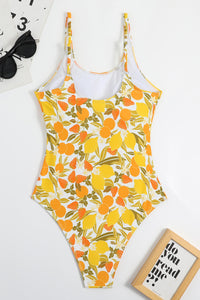 Lemon Print Scoop One Piece Swimsuit