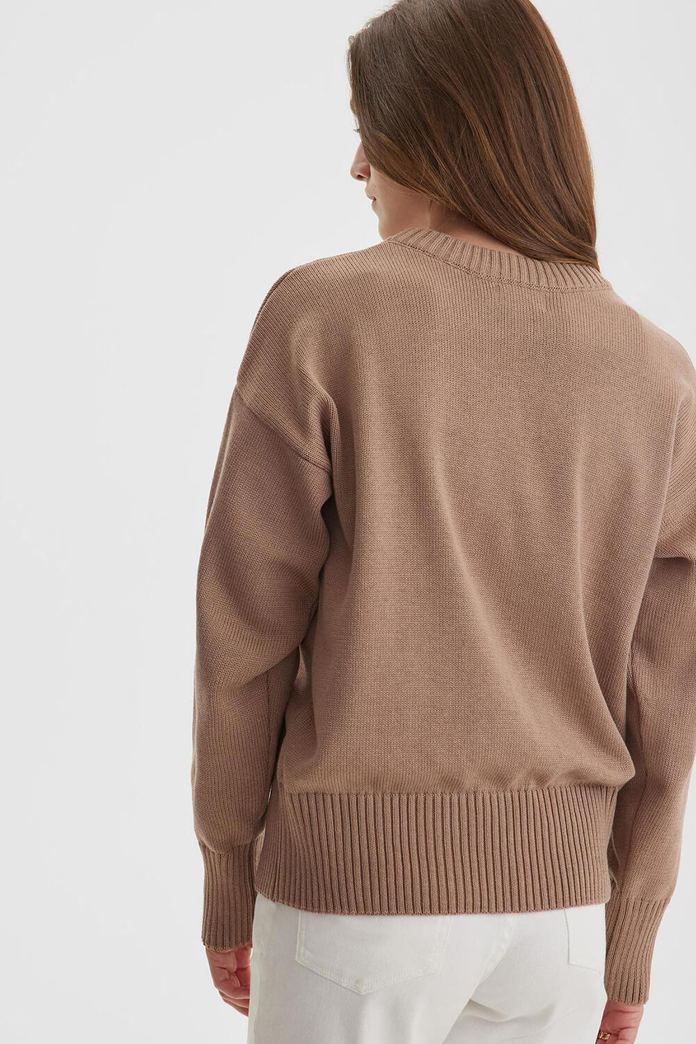 Crew Neck Ribbed Knit Pullover Sweater