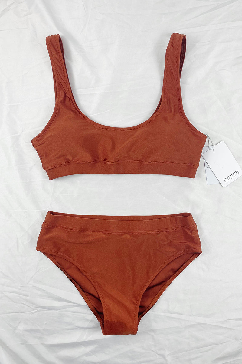 Saddlebrown Tank Bikini Top