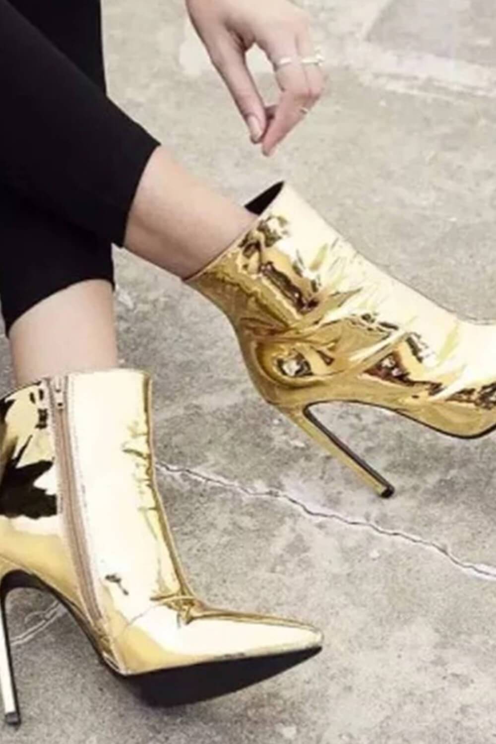 Gold flat store ankle boots