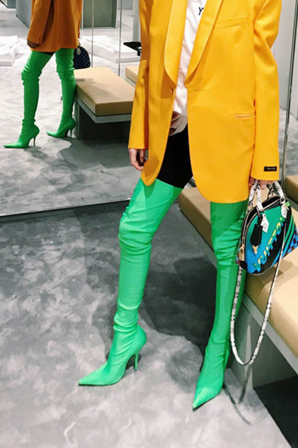 Green best sale satin boots